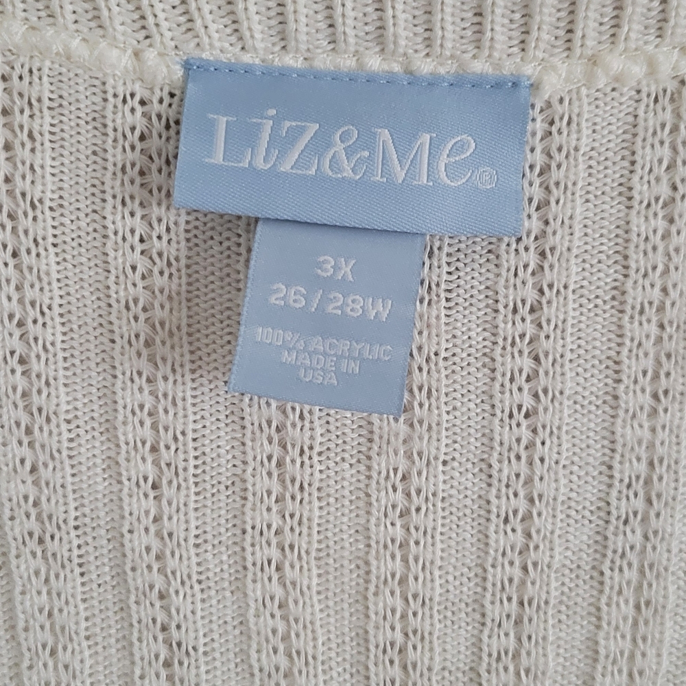 Liz & Me - Elegant Cream Women's Open-face Sweater - (Sixe 26-28W) - Picture 2 of 6